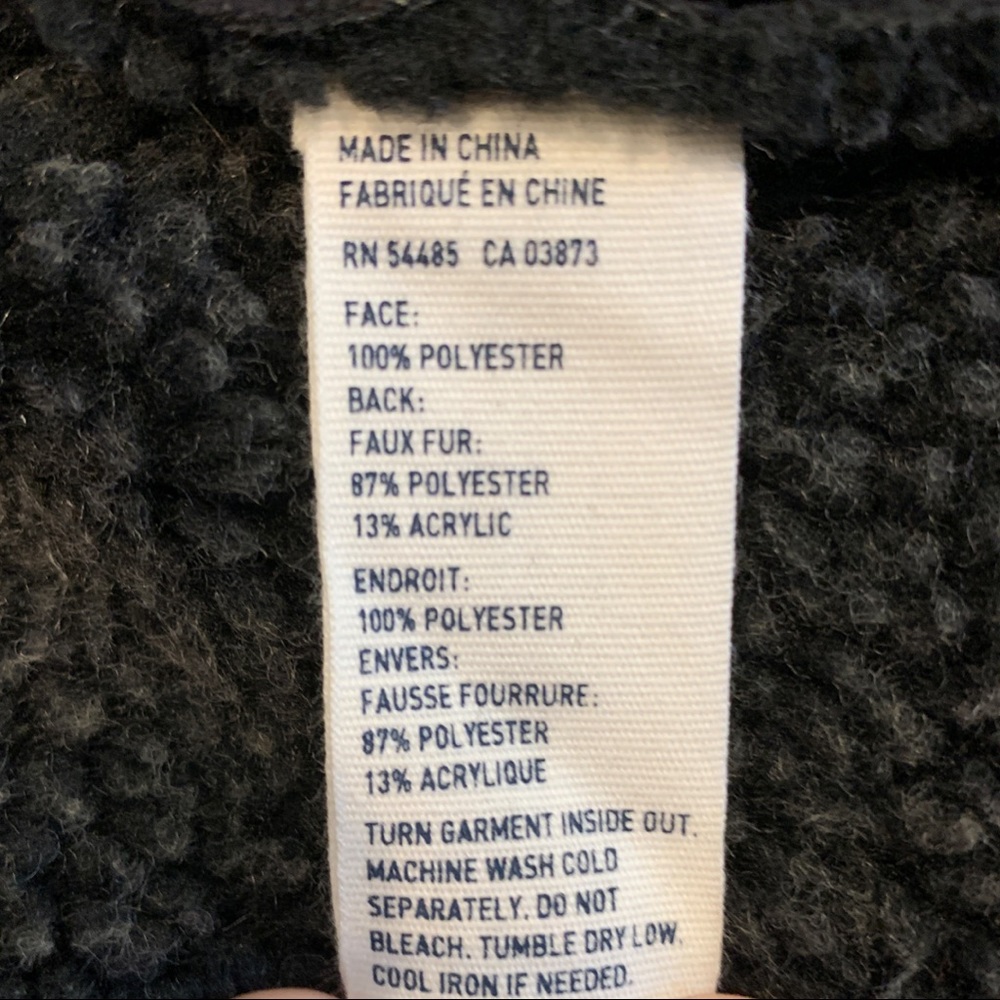 American Eagle Black Sherpa Lined Jacket Size: XS - Picture 6 of 7